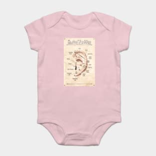 Vintage-Style Ear Piercing Infographic Chart Baby Bodysuit